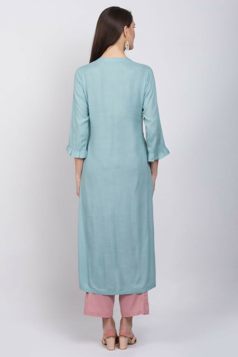 Joban Fashion L.Blue Cotton Rayon Kurta Set | Grocsy