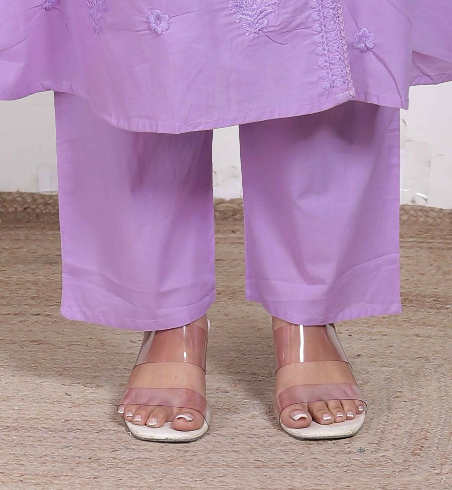 Miravan Womens Lavender Angrakha Kurta Set | Grocsy