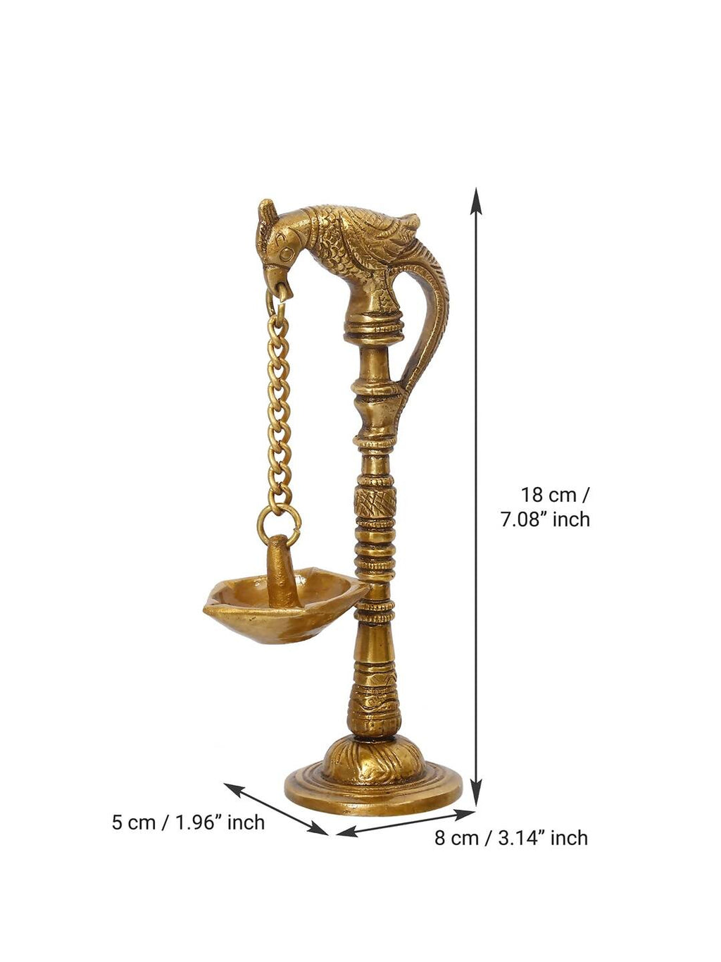 eCraftIndia Gold Toned Decorative Brass Parrot Diya | Grocsy