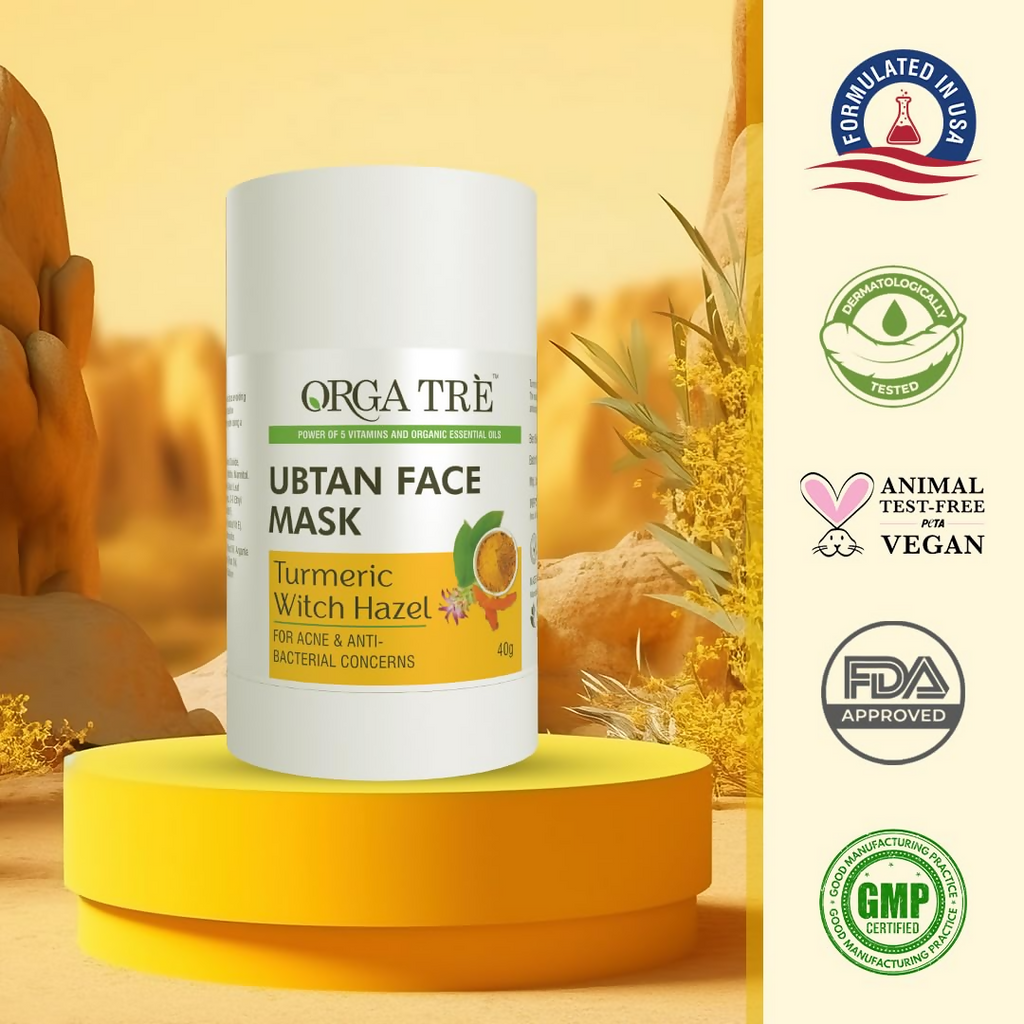 Orgatre Ubtan Face Mask Stick For Men & Women For Sun Tan, Natural Glow With Natural Haldi | Grocsy