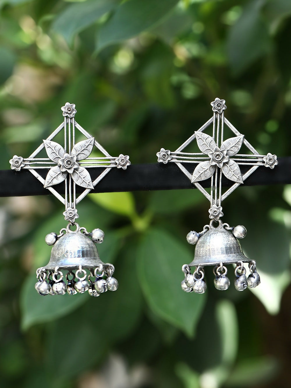 Joban Fashion Women Ghungroo Style Silver Tone Brass Jhumka | Grocsy