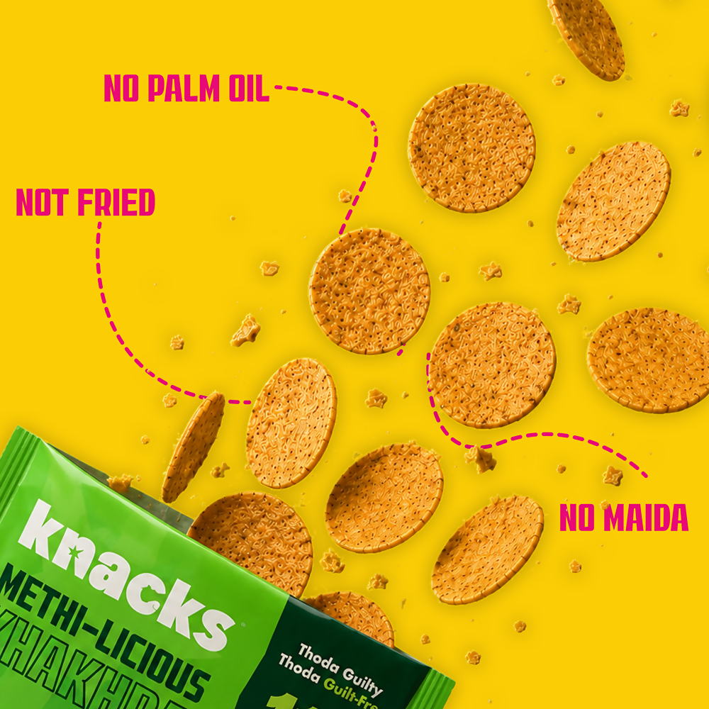 Knacks Coin Khakhra Crisps - Methi-Licious Flavour | Grocsy