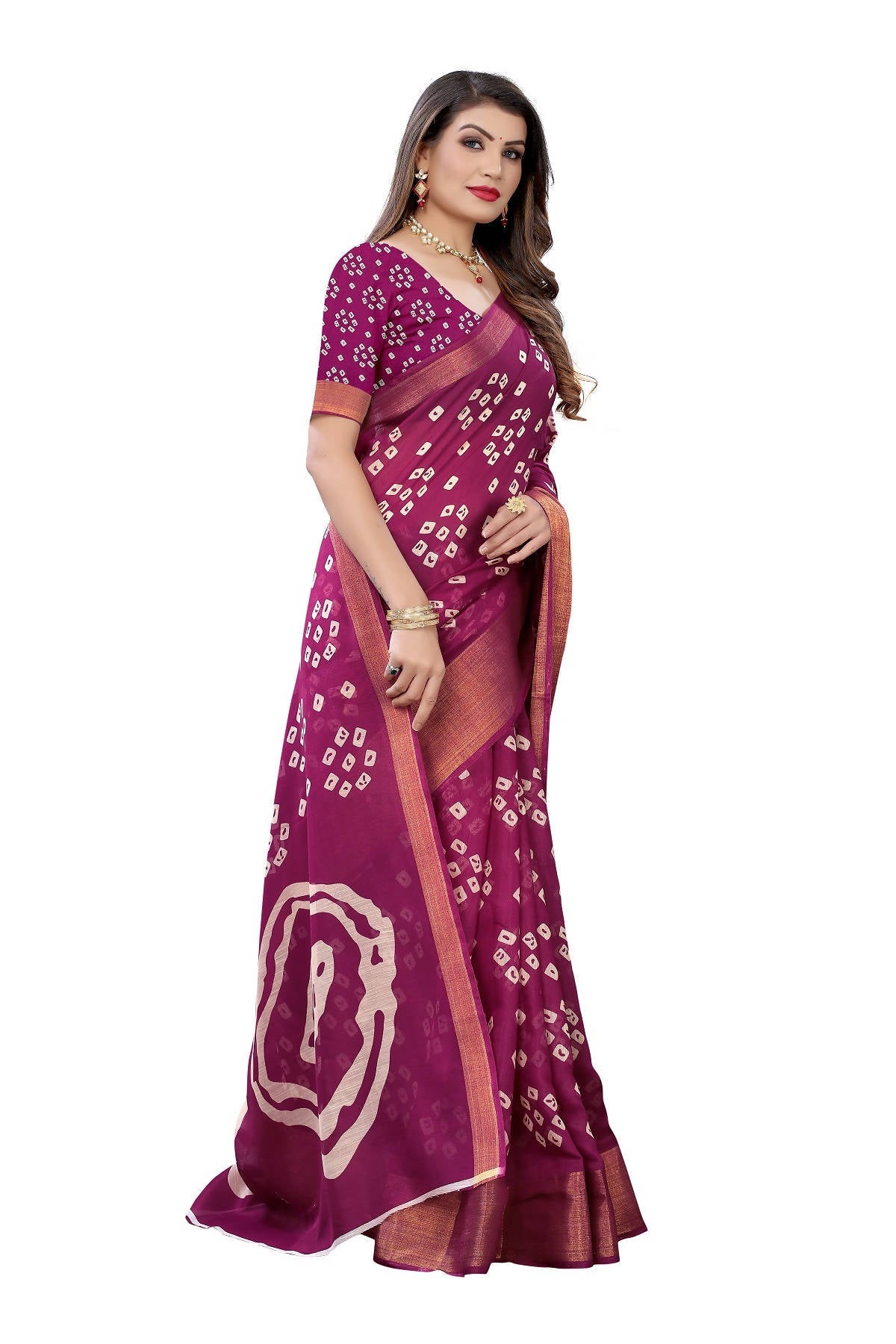 Vamika Purple and Gold Linen Jari Border Saree (RADHIKA PURPLE) | Grocsy