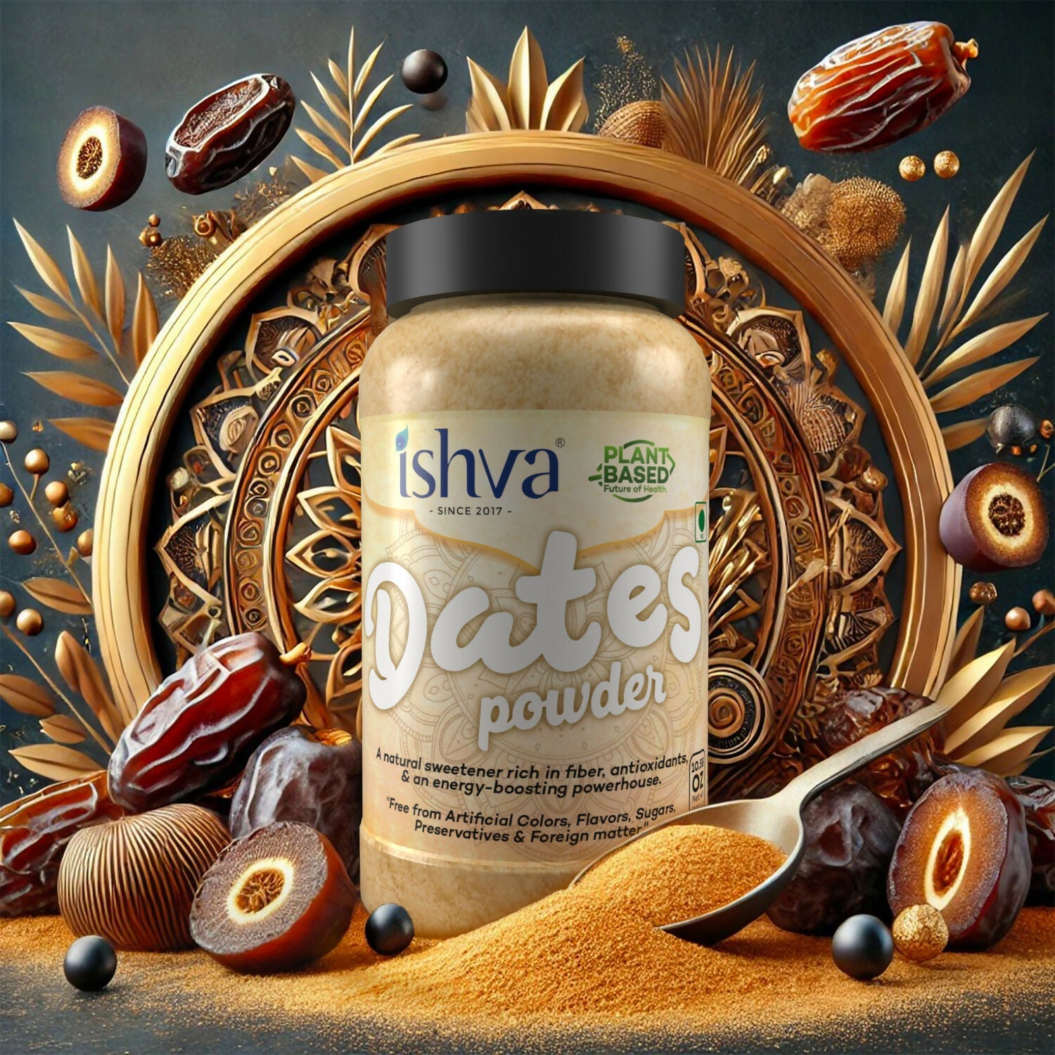 Ishva Dates Powder Jar Bottle | Grocsy