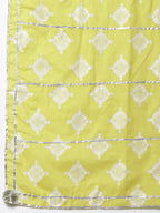 Myshka Yellow Pure Cotton Printed Sleeveless Round Neck Kurta Palazzo Dupatta Set | Grocsy