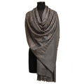 Nizalia Cashmere Fine Wool Grey Nulki Design Shawl | Grocsy