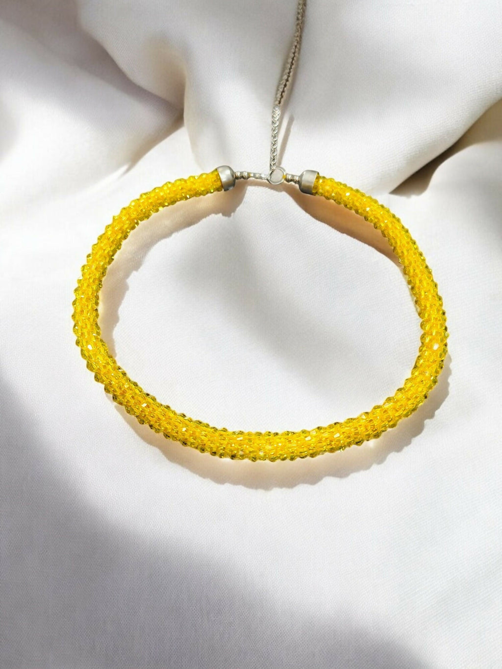 Inhanns Noor-E-Jalwa – Handmade Crystal Bead Necklace -Adjustable - Yellow Only Necklace | Grocsy