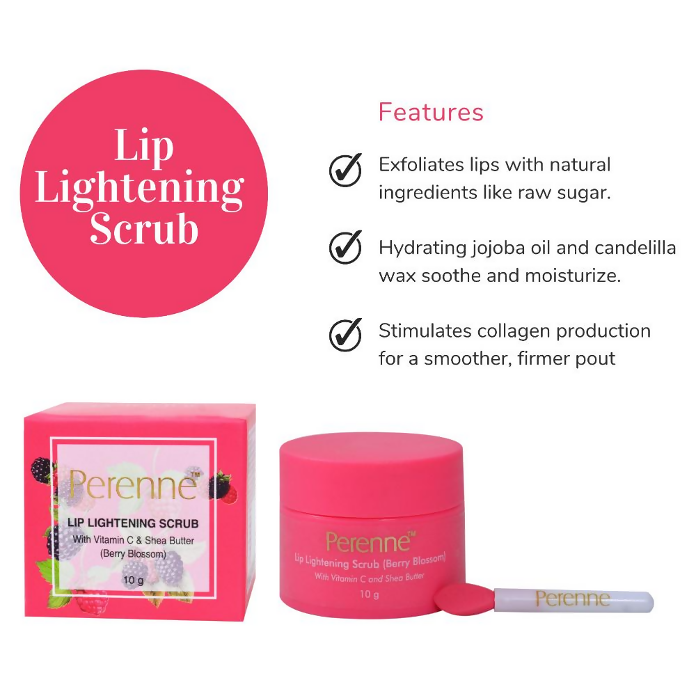 Perenne Lip Lightening Scrub With Vitamin C & Shea Butter - Berry Blossom | Grocsy