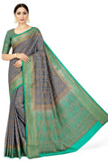 Mimosa Women's Charcoal Grey Patola Art Silk Saree | Grocsy