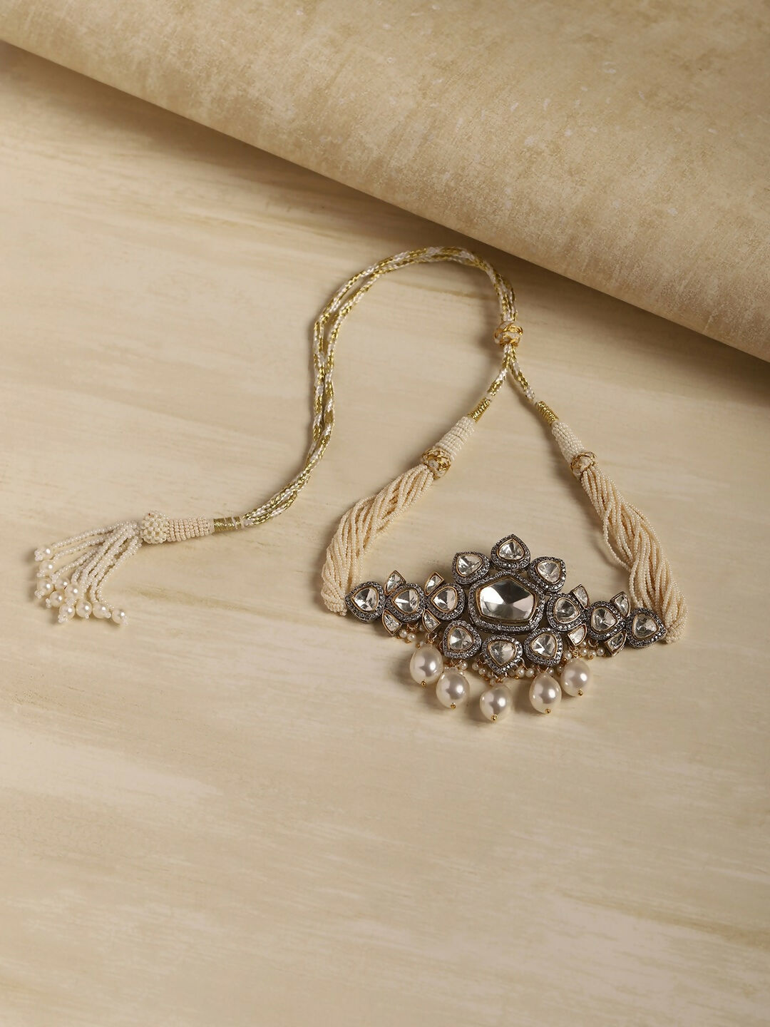Kundan & Pearl Drop Choker- Ruby Raang | Grocsy