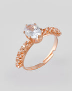 VOJ white CZ-detail Stainless Steel Cubic Zirconia Gold-Polished adjustable finger Ring | Grocsy