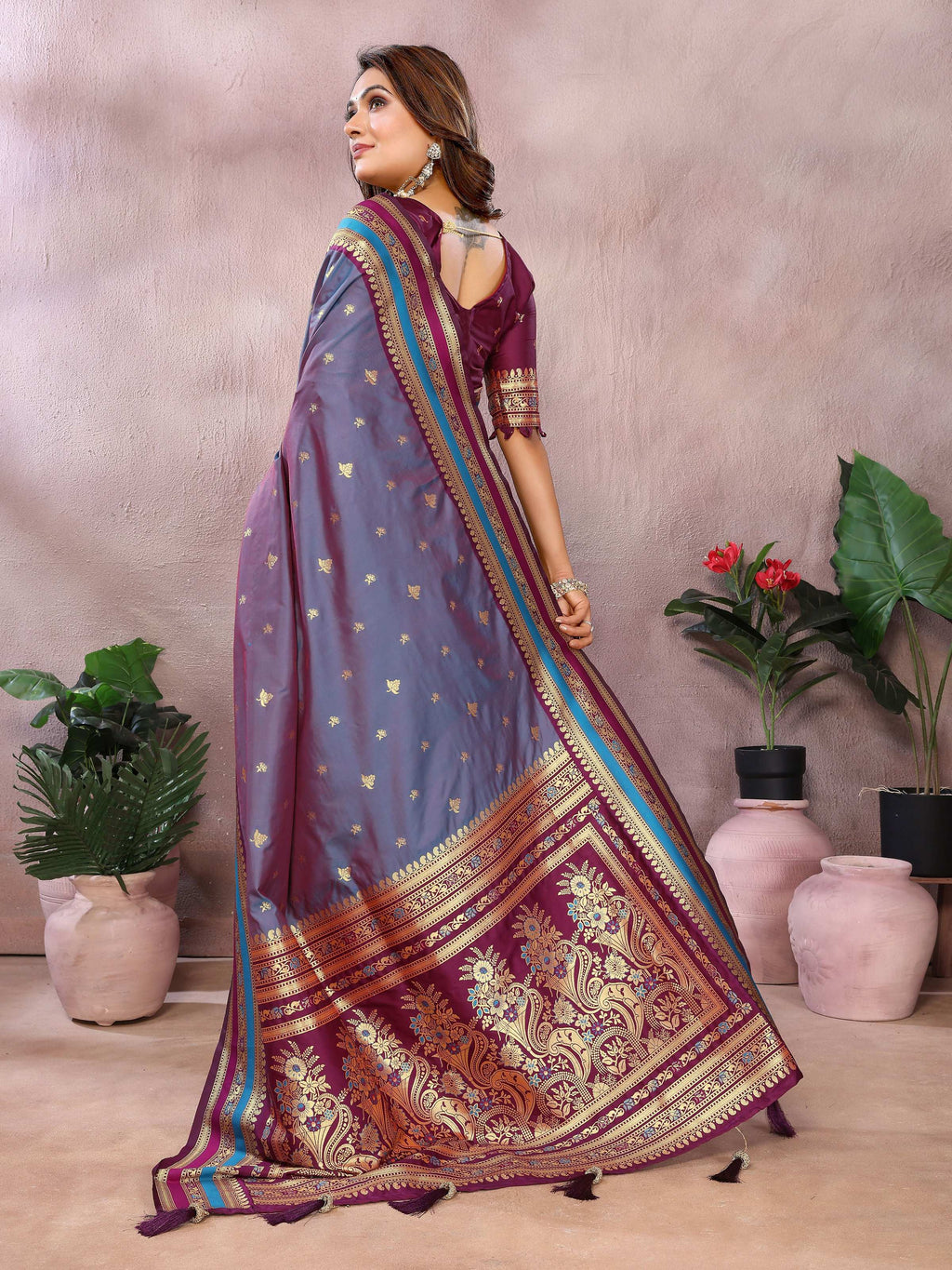 Aastha Fashion Grey Kalamkari Silk Weaving Saree | Grocsy