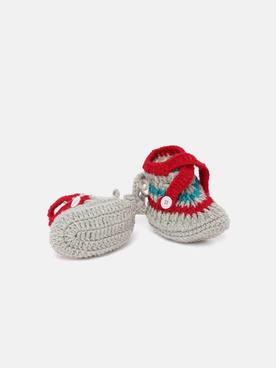 Chutput Kids Woollen Hand Knitted Self Desgin Detailed Booties - Grey | Grocsy