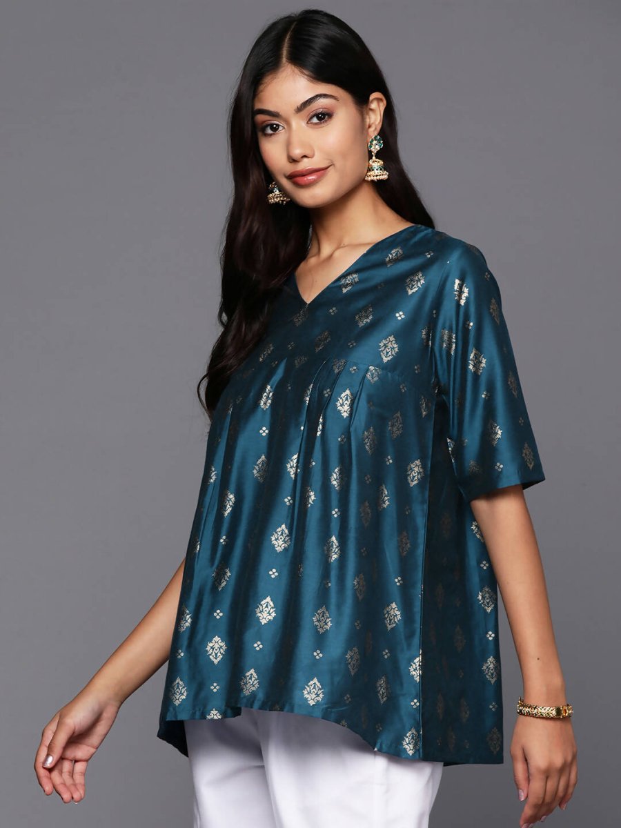 Ahalyaa Women's Traditional wear Tunic - Teal Blue | Grocsy