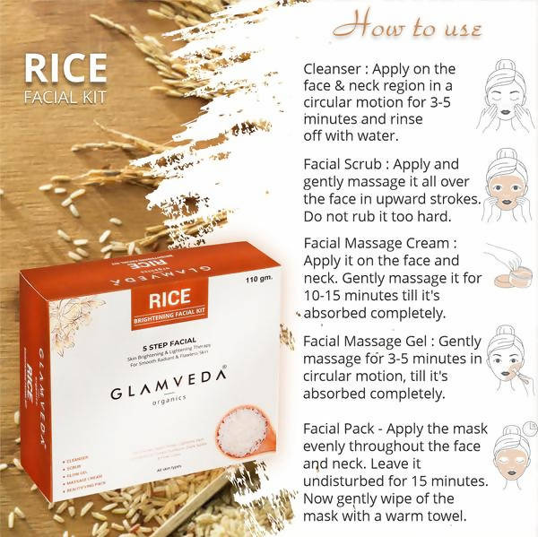 Glamveda Rice Water Brightening Facial Kit | Grocsy