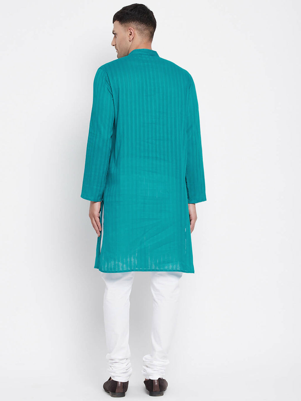 Even Apparels Green Pure Cotton Men's Kurta With Band Collar | Grocsy