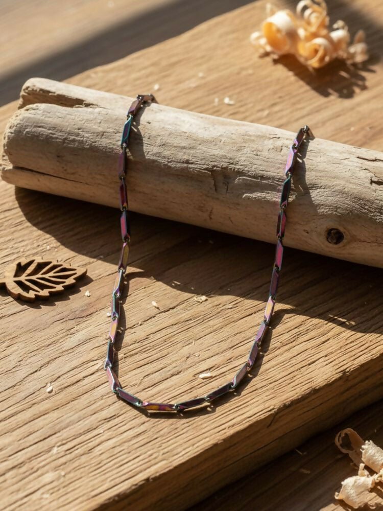 NVR Men's Handcrafted Multicolour Rhodium Plated Chain | Grocsy