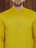 Even Apparels Yellowish Green Wedding Kurta - Green | Grocsy