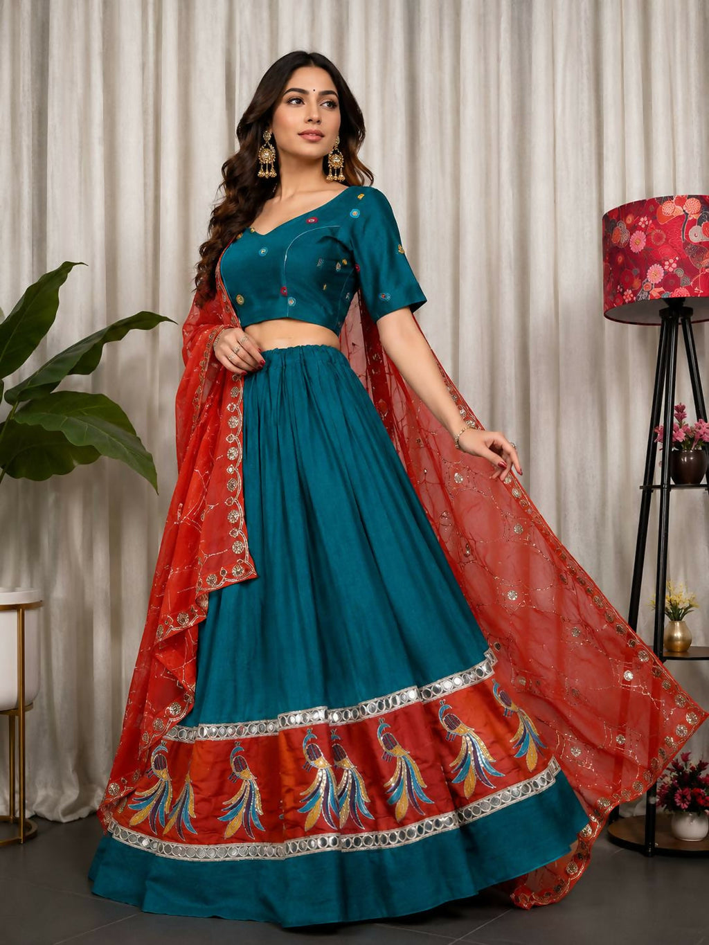 Lehenga Mart Morpich Designer Navratri Lehenga Choli for Women | Grocsy