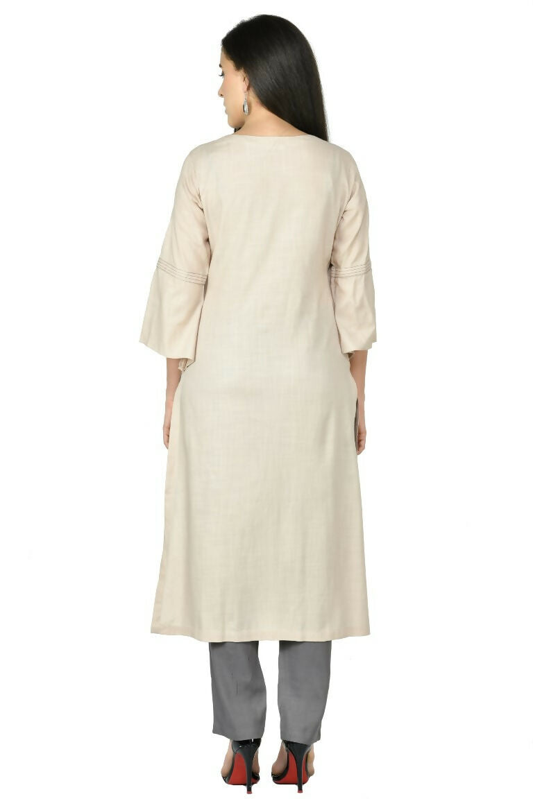 Joban Fashion Beige Cotton Rayon Kurta Set | Grocsy