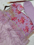 Prazu Fashion Lavender Organza Embroidery Coding Sequin Salwar Suit | Grocsy