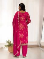 Prazu Fashion Pink Organza Embroidery Coding Sequin Salwar Suit | Grocsy