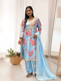 Prazu Fashion Sky Blue Organza Embroidery Coding Sequin Salwar Suit | Grocsy