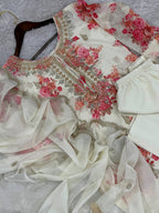 Prazu Fashion White Organza Embroidery Coding Sequin Salwar Suit | Grocsy