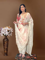 Prazu Fashion White Organza Embroidery Coding Sequin Salwar Suit | Grocsy
