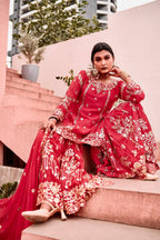 Prazu Fashion Rama Chinon Silk Embroidered Sharara Style Suit | Grocsy
