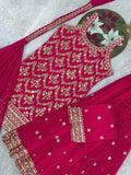 Prazu Fashion Pink Georgette Embroidered Sequin Palazzo Suit | Grocsy