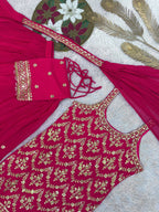 Prazu Fashion Pink Georgette Embroidered Sequin Palazzo Suit | Grocsy