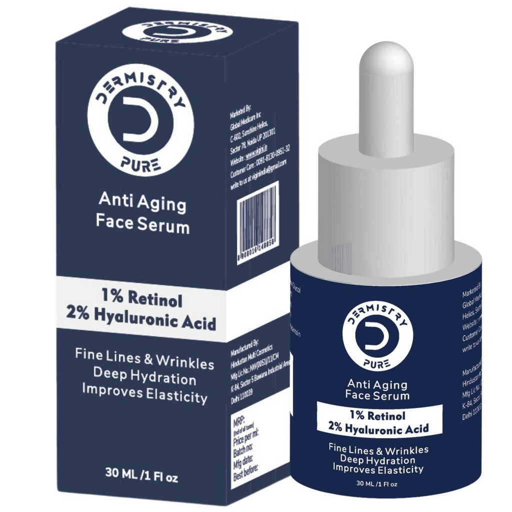 Dermistry 1% Retinol Hyaluronic Anti Aging Night Moisturizer Face Serum For Ageing Lines & Wrinkles | Grocsy
