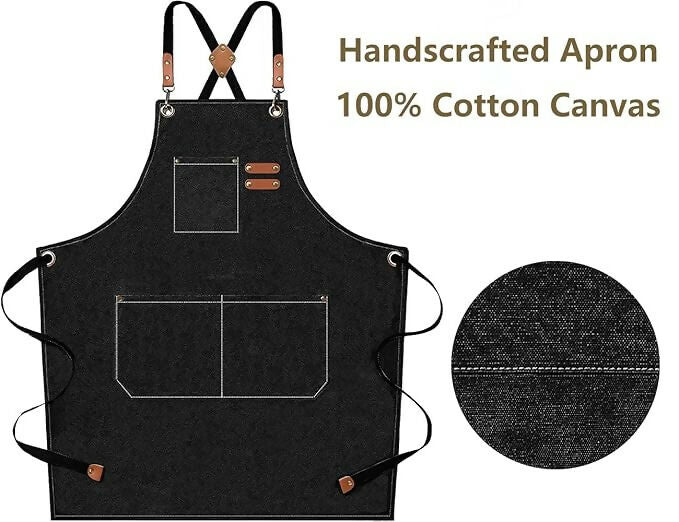Supvox Waterproof Home Apron - Kitchen And Workshop With Tool Pockets -Black | Grocsy