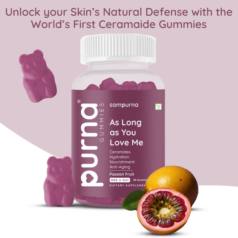 Purna As Long As You Love Me Ceramides Gummies - Passion Fruit | Grocsy