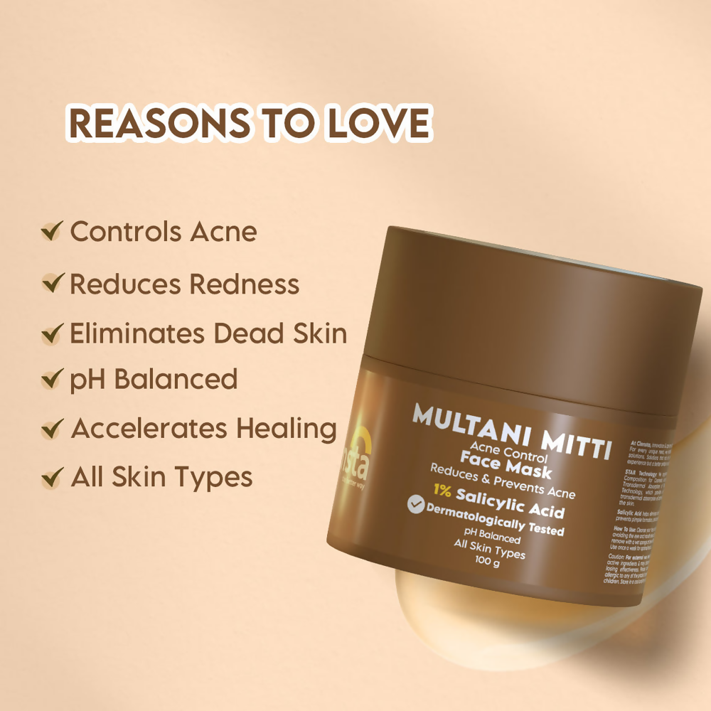Clensta Multani Mitti Acne Control Face Mask | Grocsy