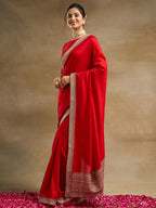 kasee Solid Embroidered Pure Silk Saree | Grocsy