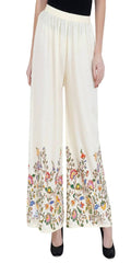 Mominos Fashion Off White Floral Design Palazzo | Grocsy