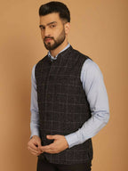 Even Apparels Pure Wool Nehru Jacket - Black | Grocsy