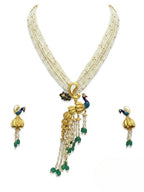 Jewel City Traditional Antique Gold Plated Peacock Kundan Necklace Set With Pearl Strands | Grocsy
