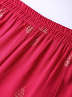 Yufta Women Green & Pink Embroidered Kurta with Palazzo & Dupatta | Grocsy