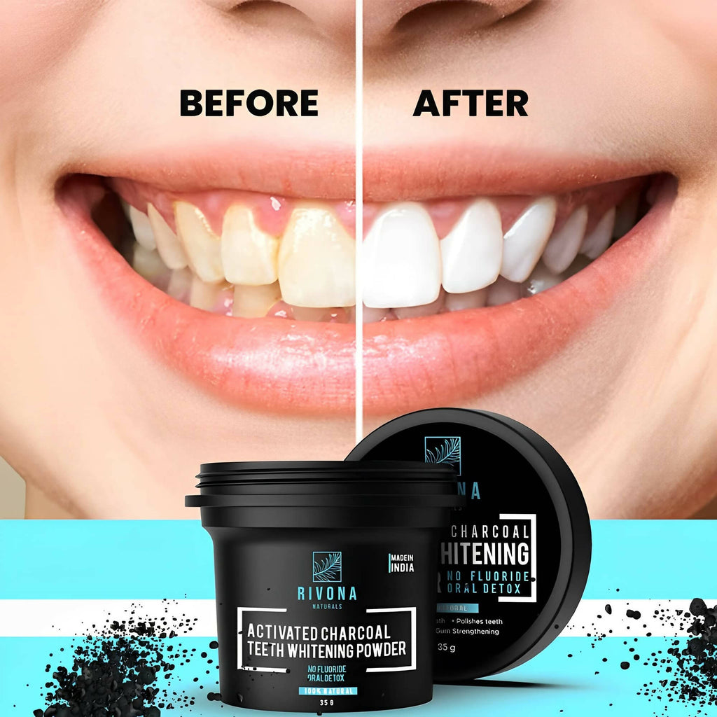 Rivona Naturals Activated Charcoal Teeth Whitening Powder | Grocsy