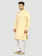 Uri And Mackenzie Mens Casual Cotton Blend kurta Pajama Set (Light Yellow) | Grocsy
