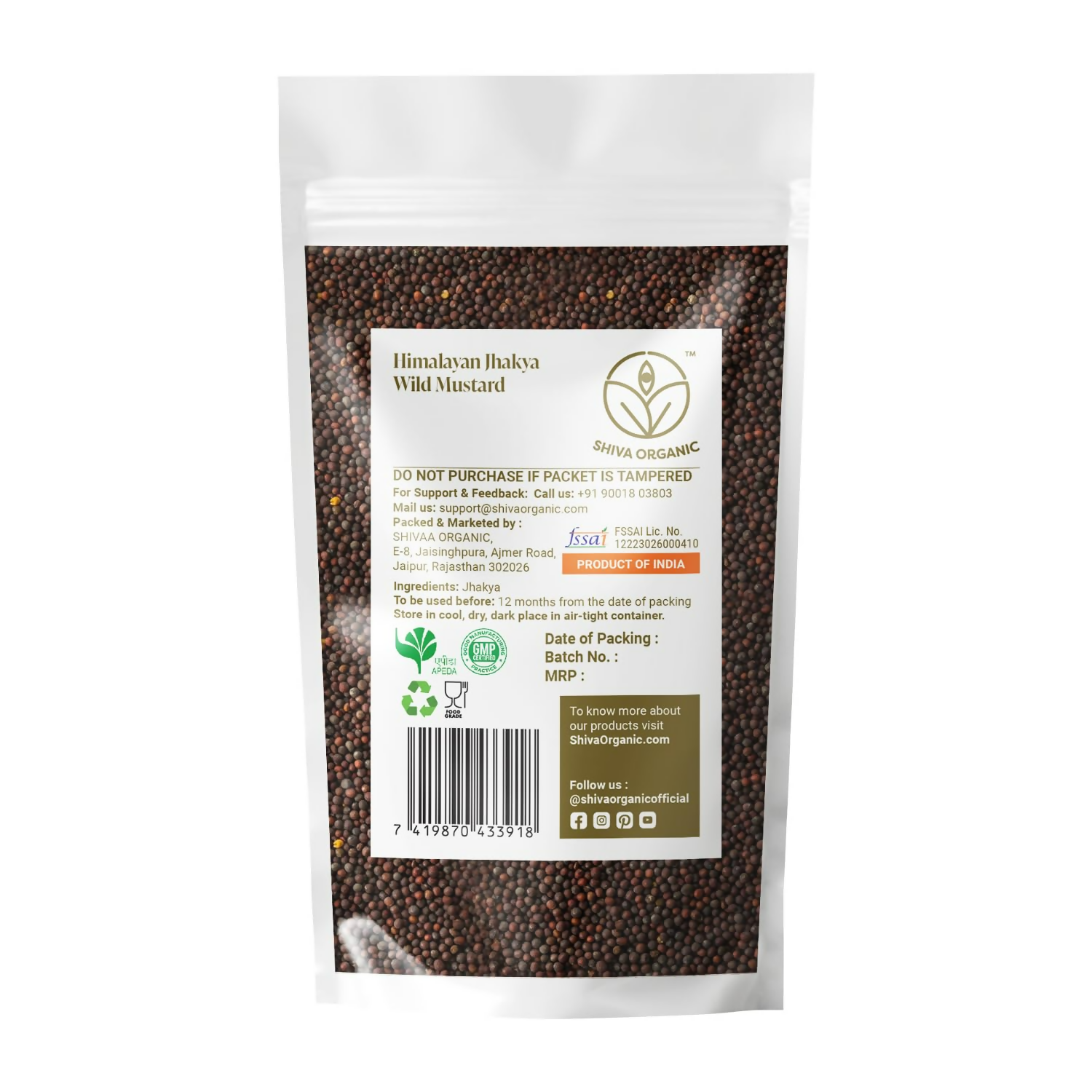 Shiva Organic Himalayan jakhiya seeds pahadi (Wild Mustard) Black Jakhya Seeds | Grocsy