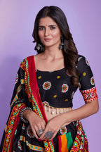 Multi Color Pure Cotton Hand Block Print Navratri Lehenga Choli with Dupatta - Raas | Grocsy