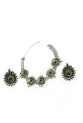 Mominos Fashion Johar Kamal Oxidised Silver-Plated Peacock Wings Work Necklace Handicraft | Grocsy