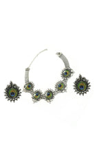Mominos Fashion Johar Kamal Oxidised Silver-Plated Peacock Wings Work Necklace Handicraft | Grocsy