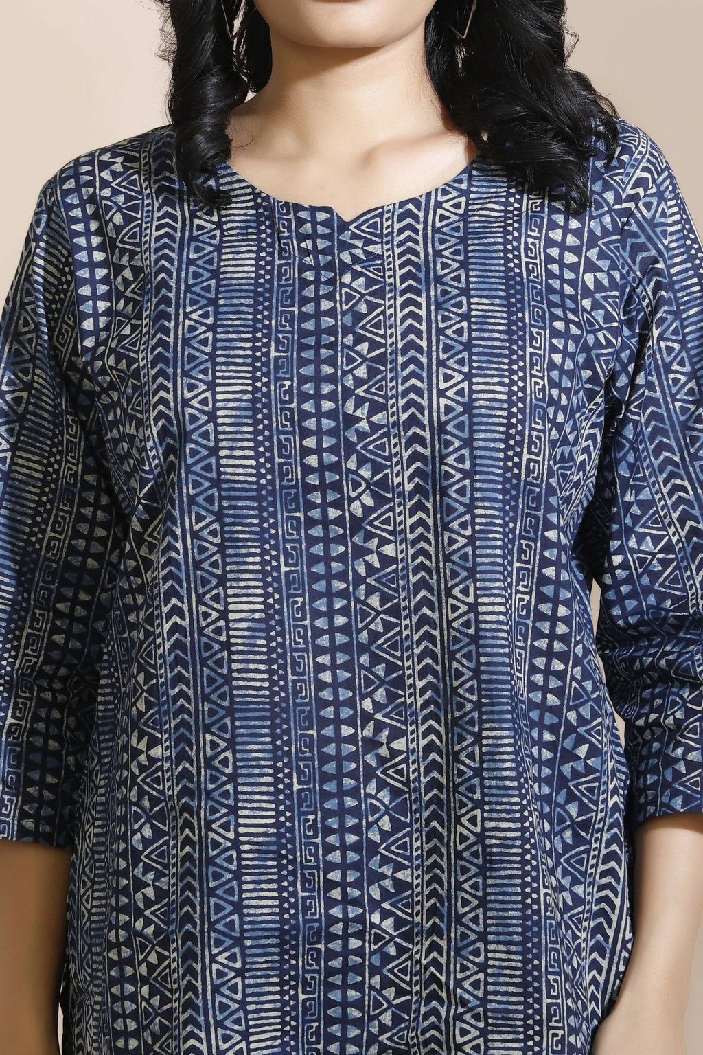 Breathables Blue Abstract Cotton Kurta & Pant Co-Ord Set | Grocsy