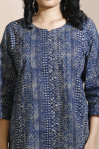 Breathables Blue Abstract Cotton Kurta & Pant Co-Ord Set | Grocsy