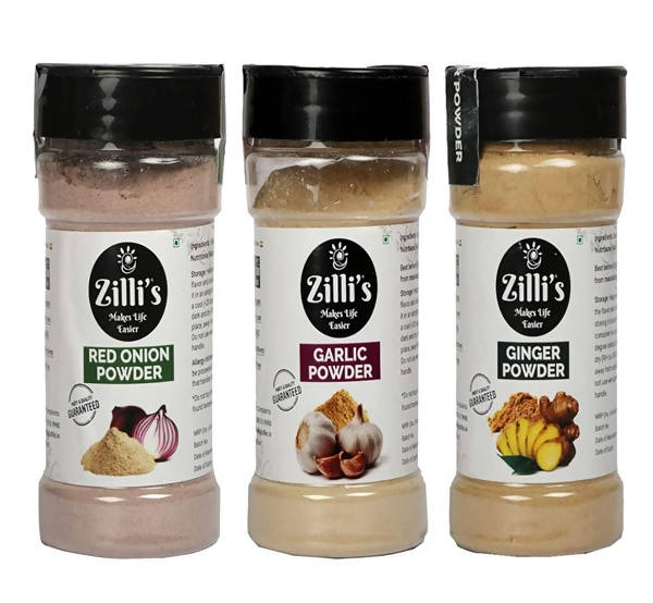 Zilli's Kitchen Combo-Onion Powder, Ginger Powder & Garlic Powder | Grocsy